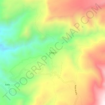 Mapa topográfico Chiapa, altitud, relieve