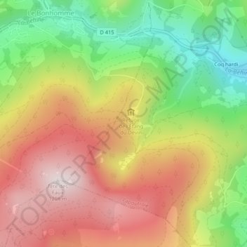 Mapa topográfico Grand Trait, altitud, relieve