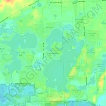 Mapa topográfico Seven Harbors, altitud, relieve