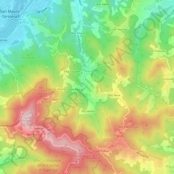 Mapa topográfico Rivodora, altitud, relieve