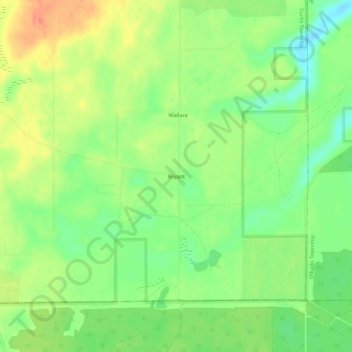 Mapa topográfico Bryant, altitud, relieve