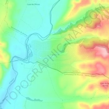 Mapa topográfico Caraquiz, altitud, relieve