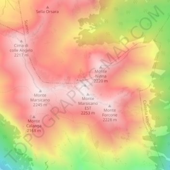 Mapa topográfico Quota, altitud, relieve