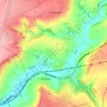 Mapa topográfico Ditteridge, altitud, relieve