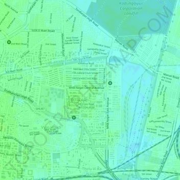 Mapa topográfico MKB Nagar, altitud, relieve