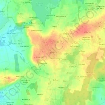 Mapa topográfico Bon Air, altitud, relieve
