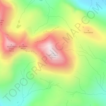 Mapa topográfico Clisham, altitud, relieve