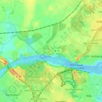 Mapa topográfico Knoop, altitud, relieve