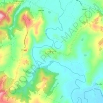 Mapa topográfico Compignano, altitud, relieve