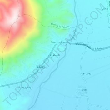 Mapa topográfico El Abuelo, altitud, relieve