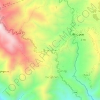 Mapa topográfico Namulditan, altitud, relieve