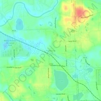 Mapa topográfico Hamburg, altitud, relieve