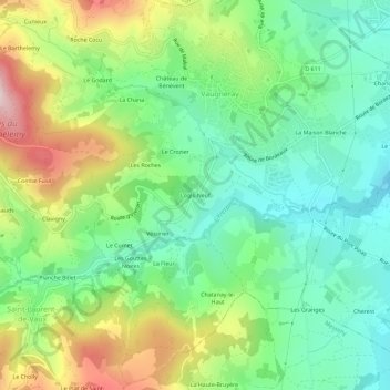 Mapa topográfico Logis-Neuf, altitud, relieve