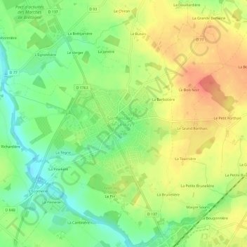 Mapa topográfico La Jalousie, altitud, relieve