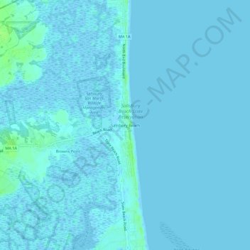 Mapa topográfico Salisbury Beach, altitud, relieve