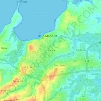 Mapa topográfico Trioncelle, altitud, relieve