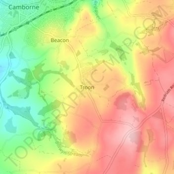 Mapa topográfico Troon, altitud, relieve