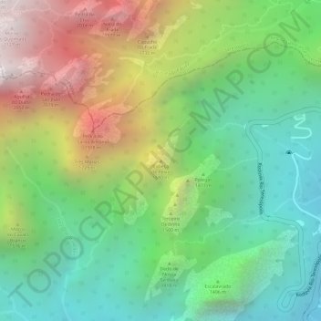 Mapa topográfico Cabeça de Peixe, altitud, relieve