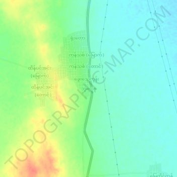 Mapa topográfico Hpa Yar Su, altitud, relieve