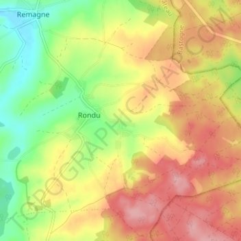 Mapa topográfico Chenet, altitud, relieve