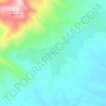 Mapa topográfico Las Mesas, altitud, relieve