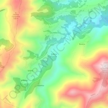 Mapa topográfico El Mazo, altitud, relieve