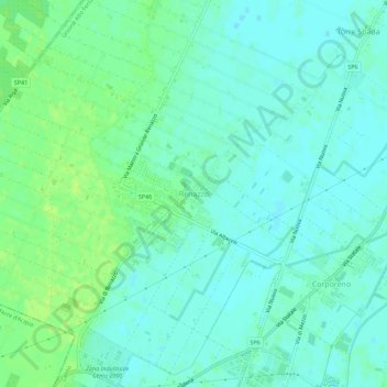 Mapa topográfico Renazzo, altitud, relieve
