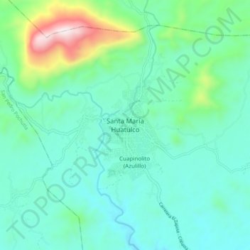 Mapa topográfico Santa María Huatulco, altitud, relieve