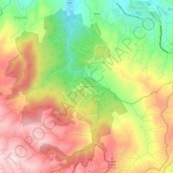 Mapa topográfico Le Macchie, altitud, relieve