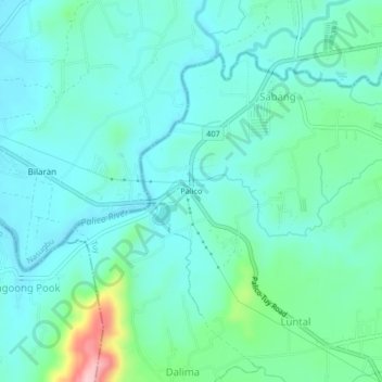 Mapa topográfico Palico, altitud, relieve