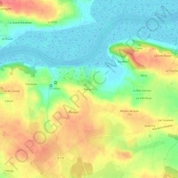 Mapa topográfico Bringuin, altitud, relieve