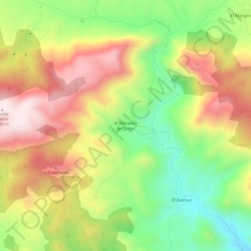 Mapa topográfico El Barranco de Quiles, altitud, relieve