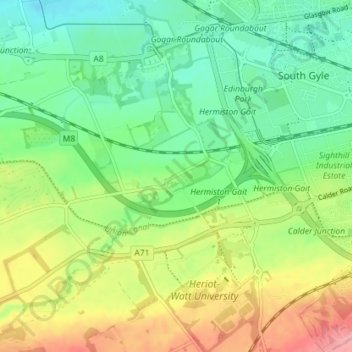 Mapa topográfico Gogarbank, altitud, relieve
