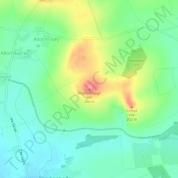 Mapa topográfico Woodborough Hill, altitud, relieve