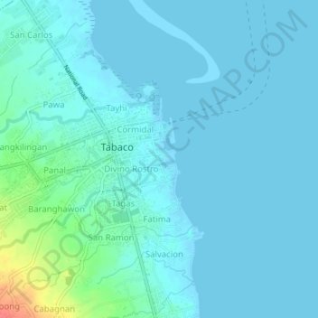 Mapa topográfico Santo Cristo, altitud, relieve