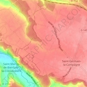 Mapa topográfico La Vallaiserie, altitud, relieve
