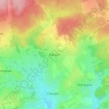 Mapa topográfico Baclain, altitud, relieve