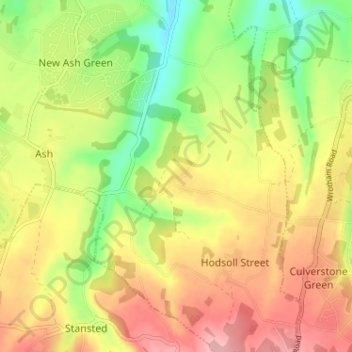 Mapa topográfico Ridley, altitud, relieve