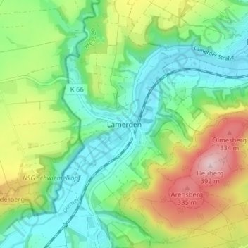 Mapa topográfico Lamerden, altitud, relieve