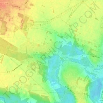 Mapa topográfico Saint-Vrain, altitud, relieve