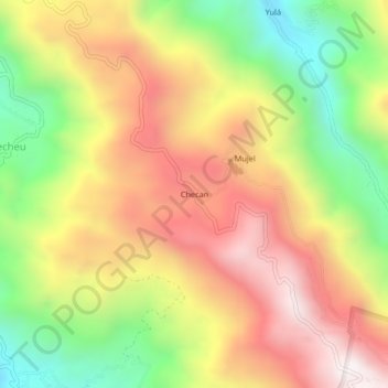 Mapa topográfico Checan, altitud, relieve