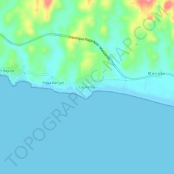 Mapa topográfico Las Peñas, altitud, relieve