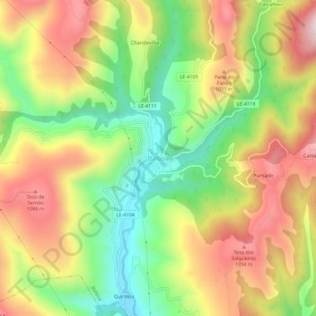 Mapa topográfico Balboa, altitud, relieve