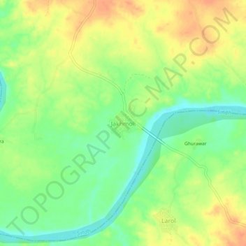Mapa topográfico Jakhmoli, altitud, relieve