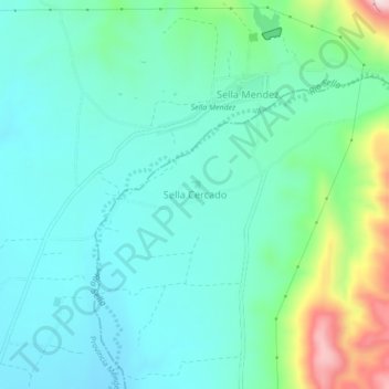 Mapa topográfico Sella Cercado, altitud, relieve