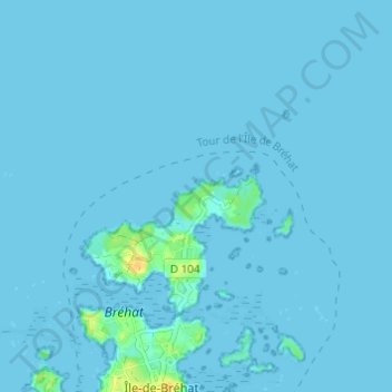 Mapa topográfico Kerrien, altitud, relieve