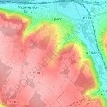 Mapa topográfico Velannes, altitud, relieve