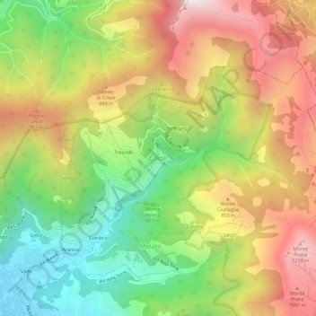 Mapa topográfico Casoli, altitud, relieve