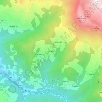Mapa topográfico Muriellos, altitud, relieve