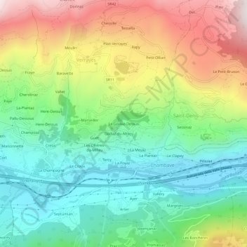 Mapa topográfico Le Goillaz-Dessus, altitud, relieve